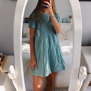 UO Eileen Thermal Babydoll Mini Dress